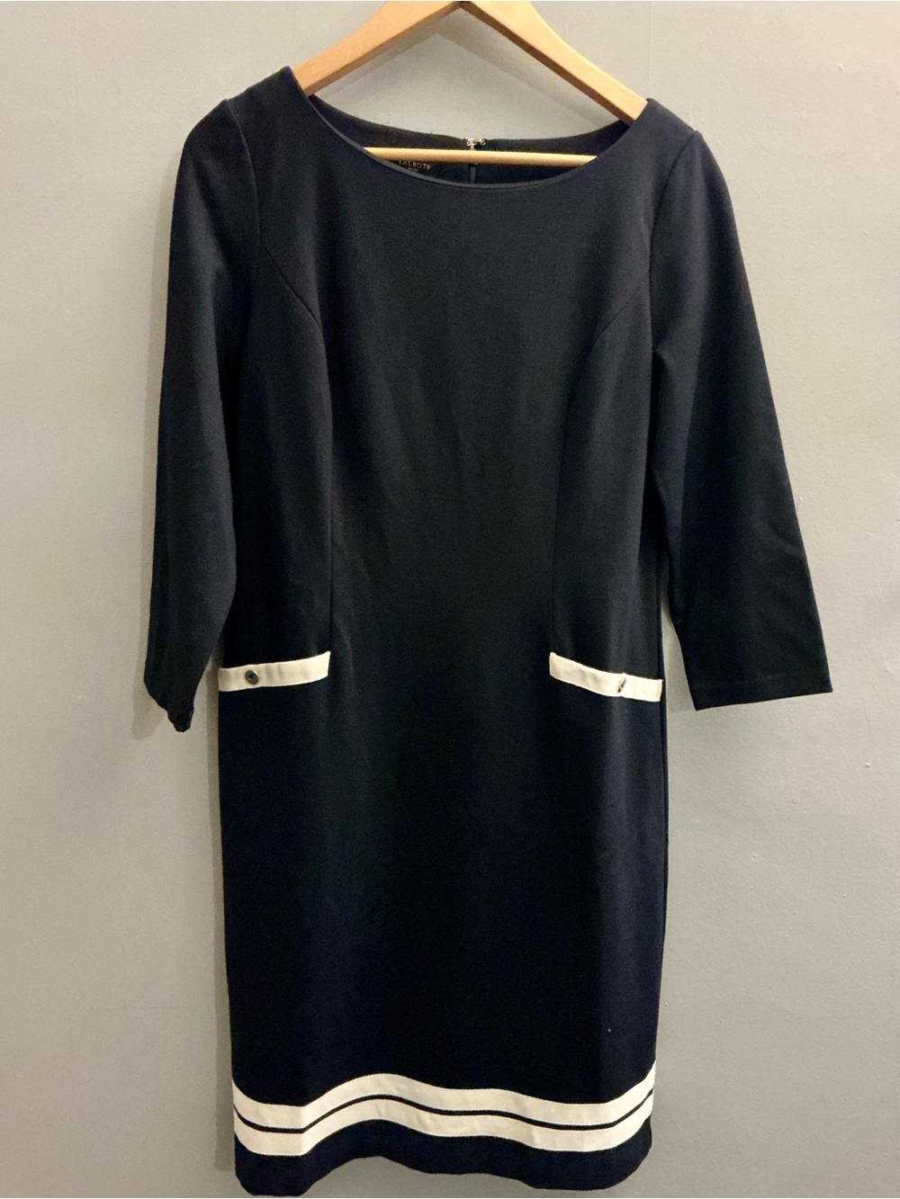 Talbots Petites Navy White Trim Classic Preppy Sheath Dress Size 8P